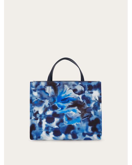 Ferragamo Blue Carnation Print Tote Bag (M)