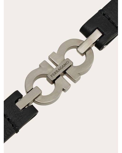Hommes Bracelet Avec Double Gancini Noir Ferragamo pour homme en coloris Black