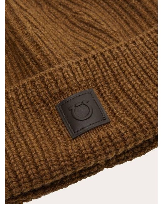 Ferragamo Brown Knitted Beanie for men