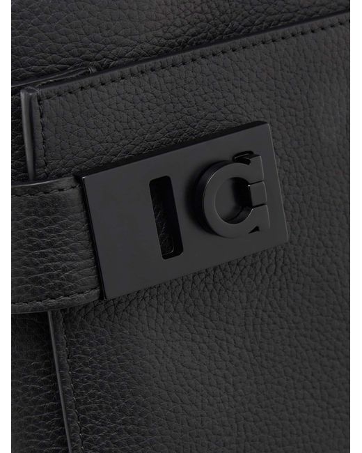 Ferragamo Black North-South Crossbody Bag With Hug Buckle for men