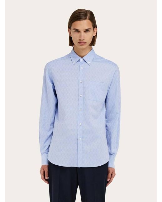 Ferragamo Blue Monogram Shirt for men