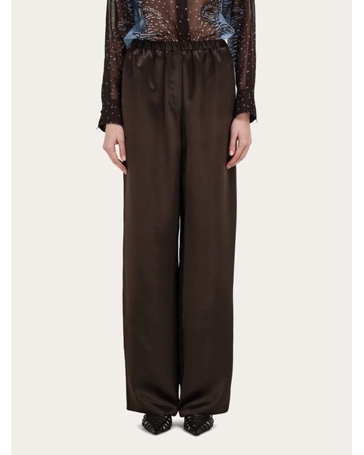 Ferragamo Brown Satin Trouser