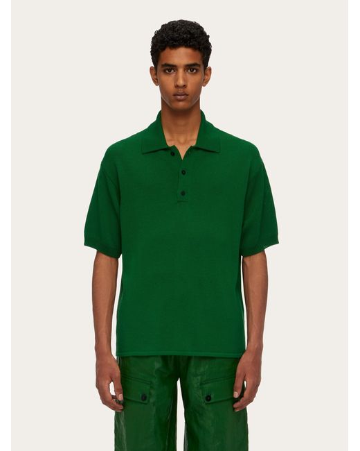 Ferragamo Green Knitted Polo for men