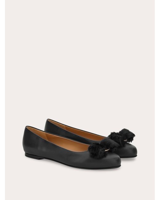 Ferragamo Black Vara Ballet Flat
