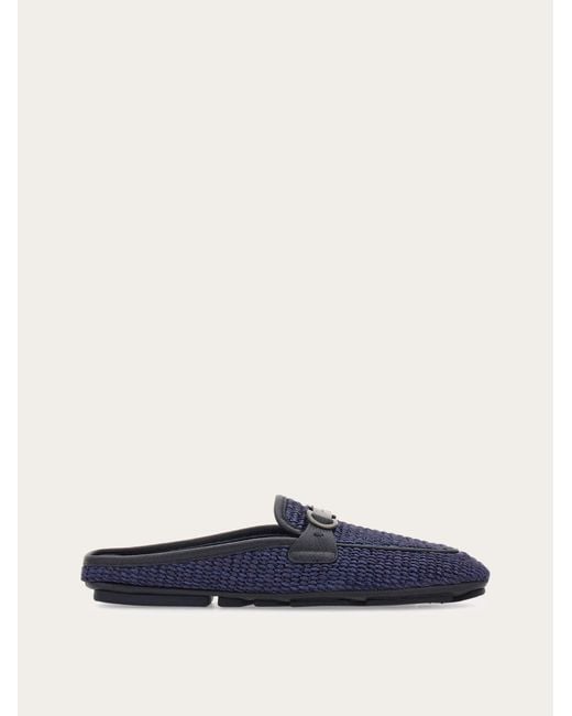 Ferragamo Blue Gancini Ornament Mule .5 for men