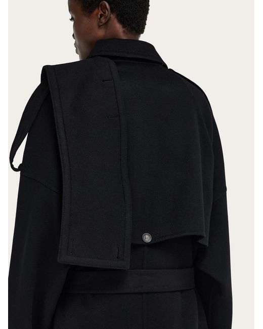 Ferragamo Black Double Breasted Oversize Coat for men