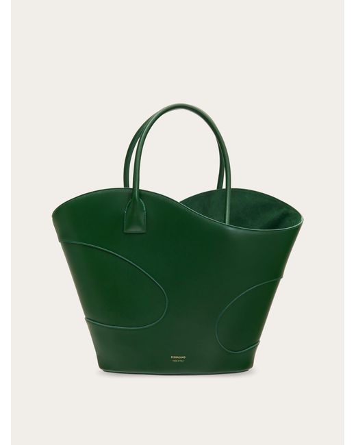 Ferragamo Green Tote Bag With Cut-out Detailing