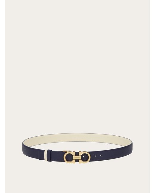 Ferragamo White Reversible And Adjustable Gancini Belt