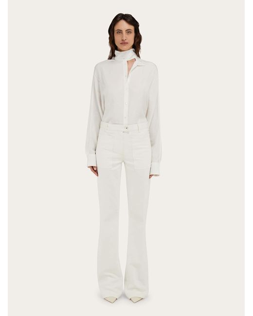Ferragamo White Five Pocket Trouser
