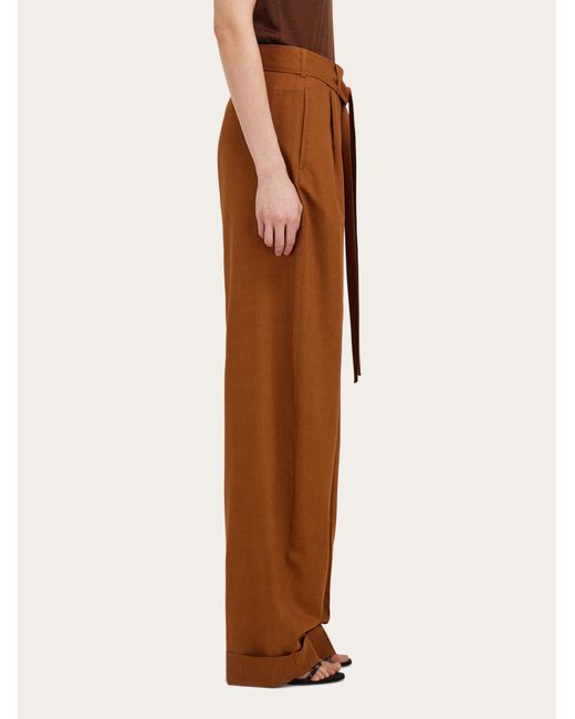 Ferragamo Brown Barrel Leg Trouser