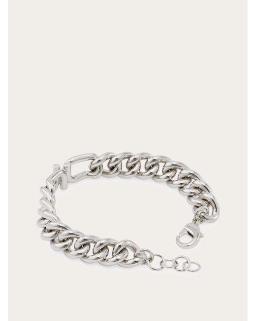 Ferragamo White Gancini Chain Bracelet for men
