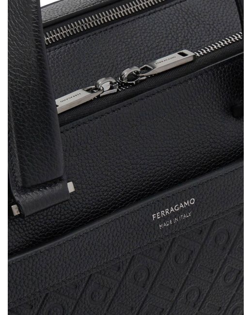 Ferragamo Black Monogram Briefcase for men