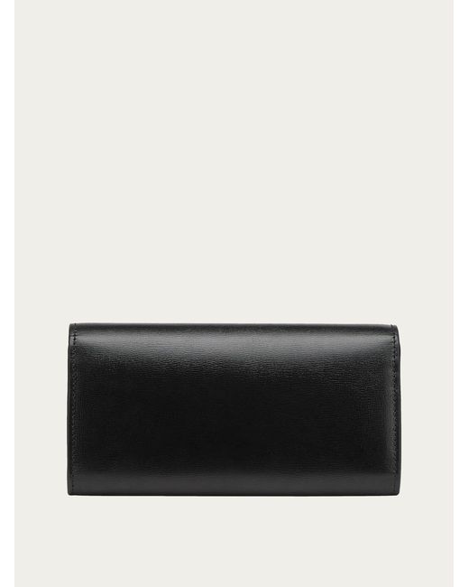 Ferragamo Black Vara Bow Continental Wallet