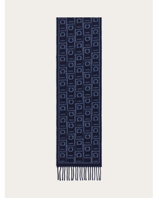 Uomo Sciarpa Monogram di Ferragamo in Blue da Uomo
