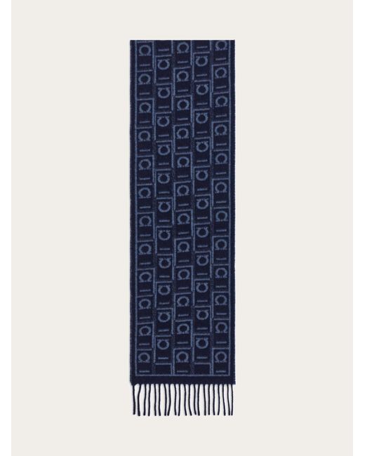 Ferragamo Blue Monogram Scarf for men