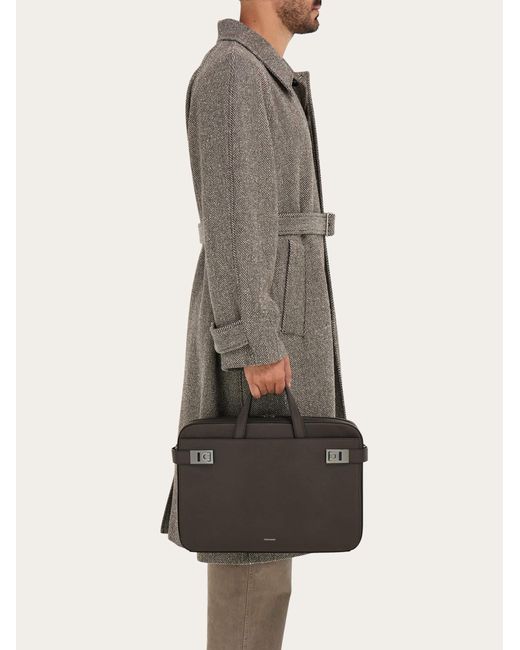 Ferragamo Black Briefcase With Hug Buckle (M) for men