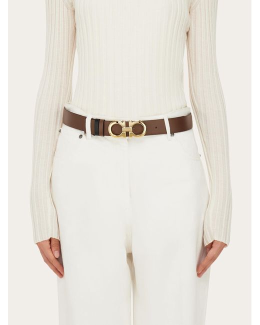 Ferragamo White Reversible And Adjustable Gancini Belt