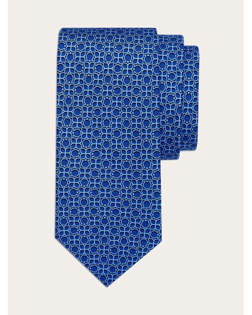 Ferragamo Blue Men Totem Print Silk Tie for men