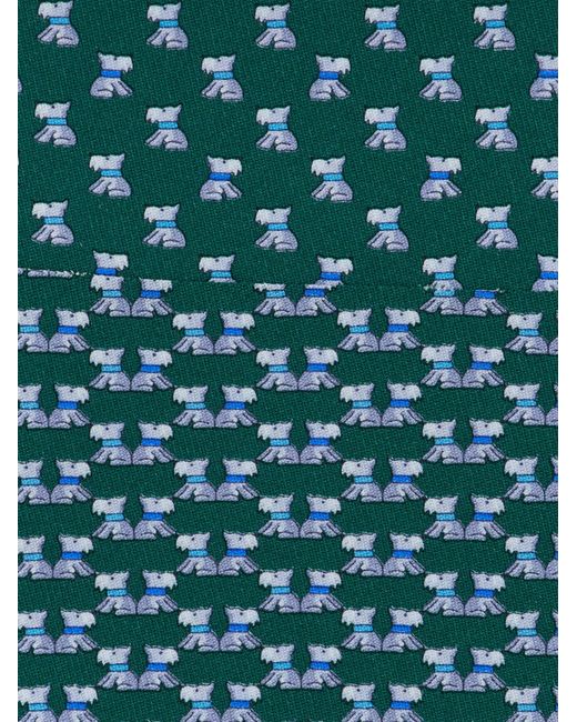Ferragamo Blue Terrier Print Silk Tie for men