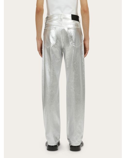 Ferragamo Gray Metallic 5 Pocket Trousers for men