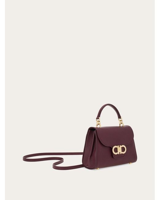 Ferragamo Purple Double Gancini Top Handle (Xs)