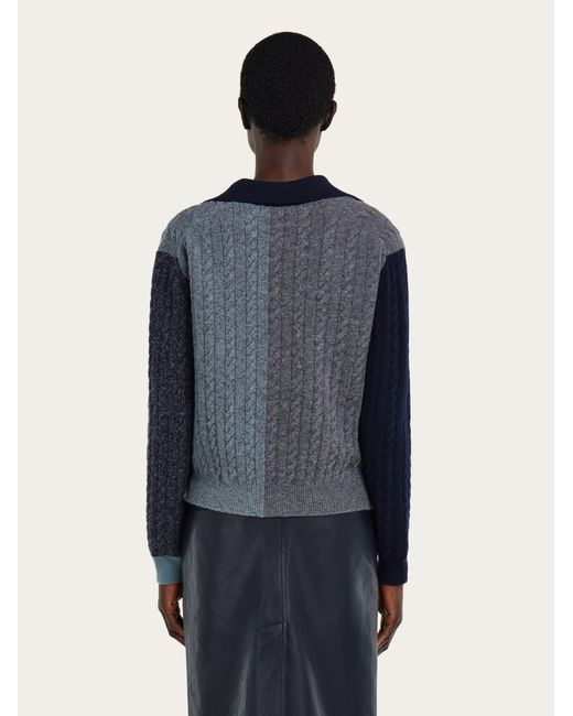Ferragamo Blue Cable Knit