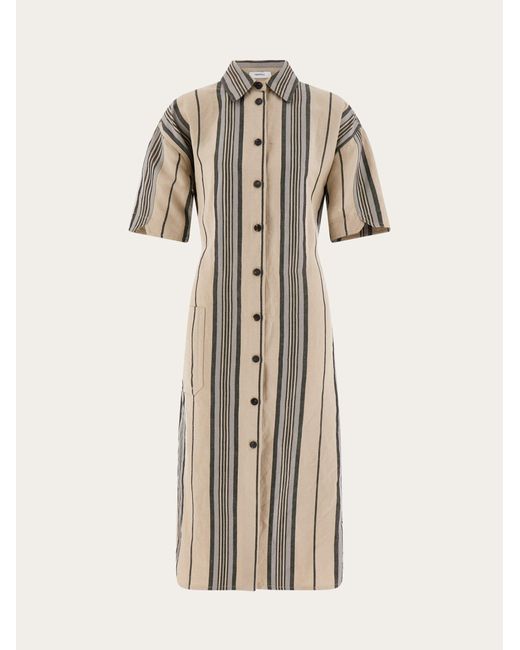 Ferragamo Natural Striped Shirt Dress