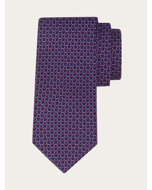 Ferragamo Purple Link Print Silk Tie for men