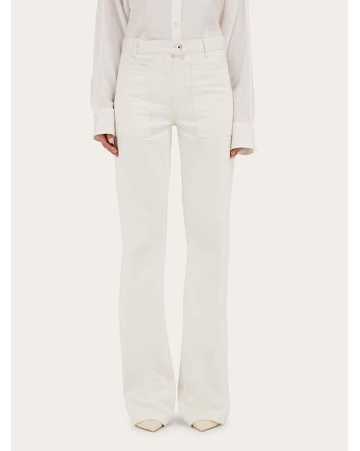 Ferragamo White Five Pocket Trouser