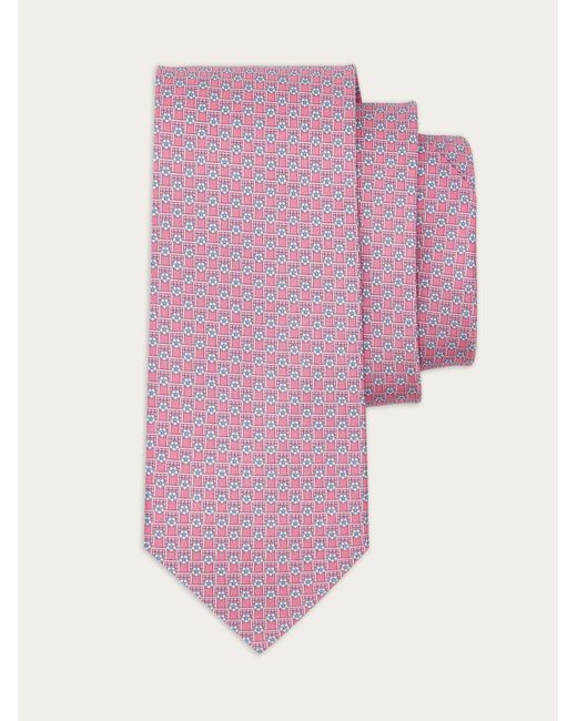 Ferragamo Pink Football Print Silk Tie for men
