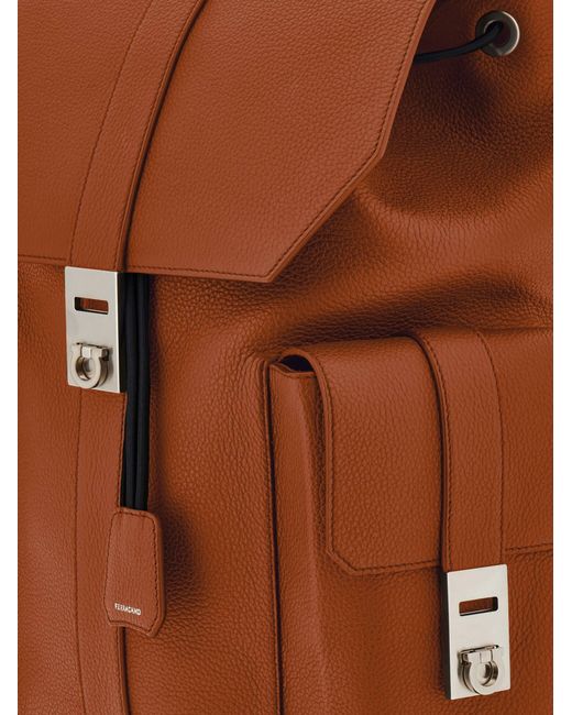 Ferragamo Brown Utility Backpack With Hug Buckle for men