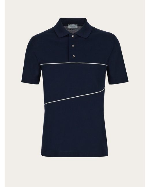 Ferragamo Blue Polo With Contrasting Piping for men