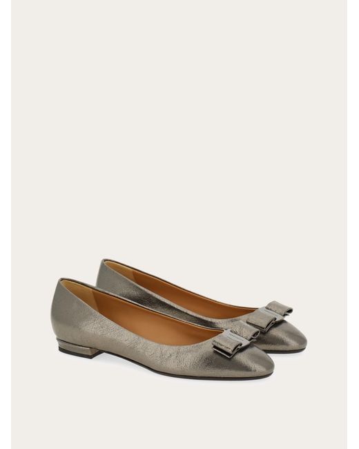 Ferragamo Gray Vara Bow Ballet Flat