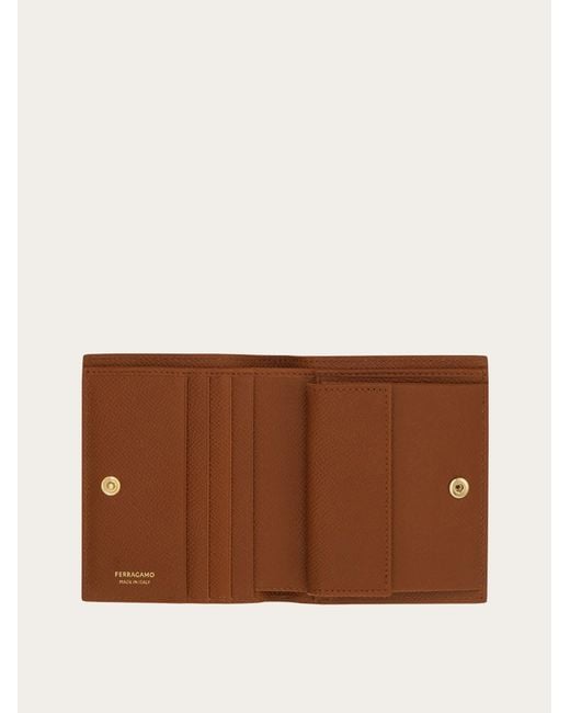 Ferragamo Brown Gancini Compact Wallet