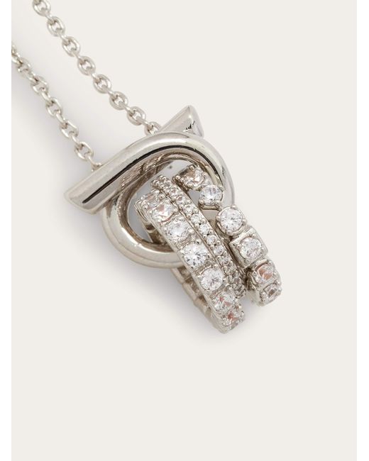 Ferragamo Natural Gancini Pendant Necklace With Crystal Rings