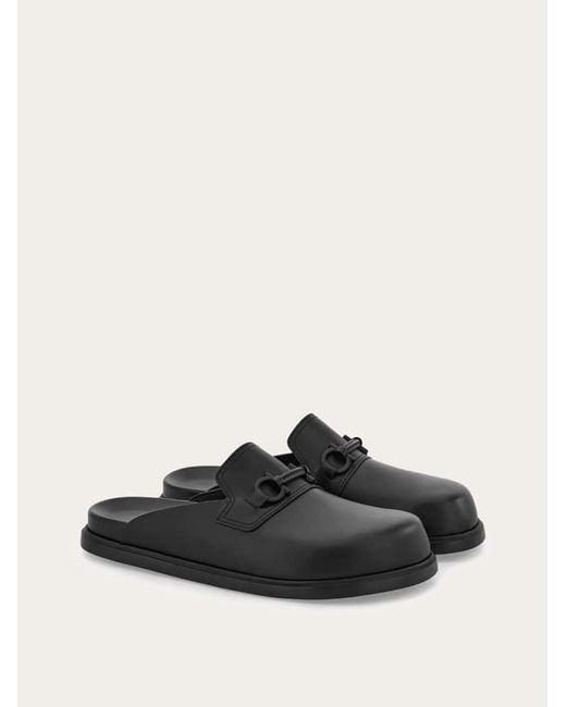 Ferragamo White Gancini Ornament Mule for men