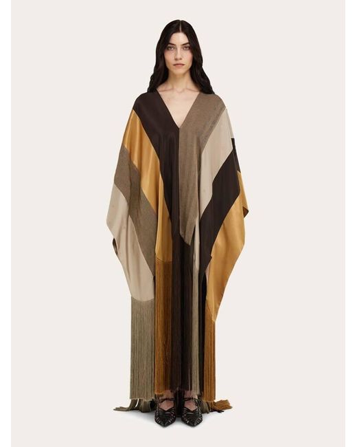 Ferragamo Brown Patchwork Poncho