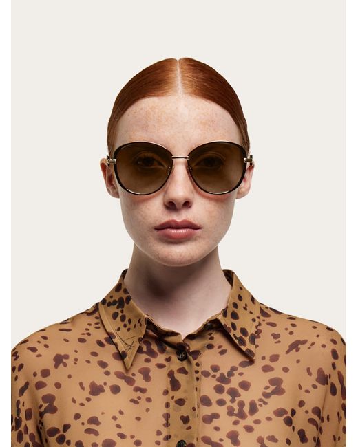 Ferragamo Natural Cat-Eye Frame Sunglasses