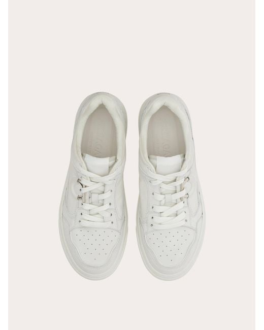 Ferragamo White Gancini Sneaker for men