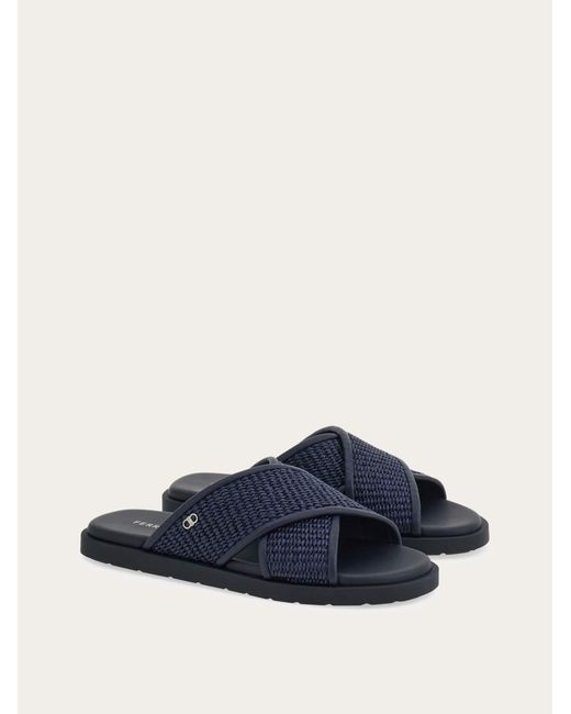 Ferragamo Blue Gancini Ornament Sandal .5 for men