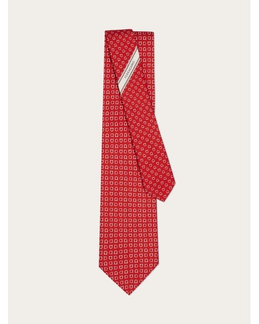 Ferragamo Red Gancini Print Silk Tie for men