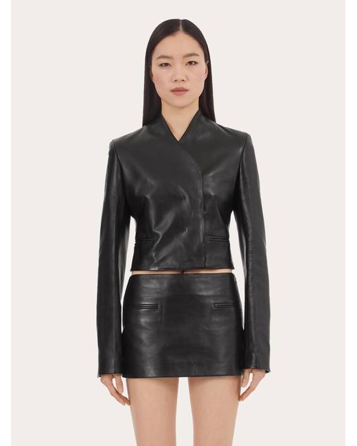 Ferragamo Black Short Leather Jacket
