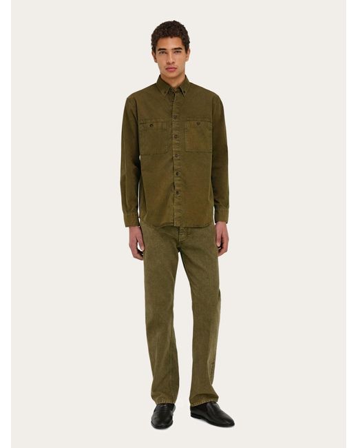 Ferragamo Green Button Down Work Shirt for men