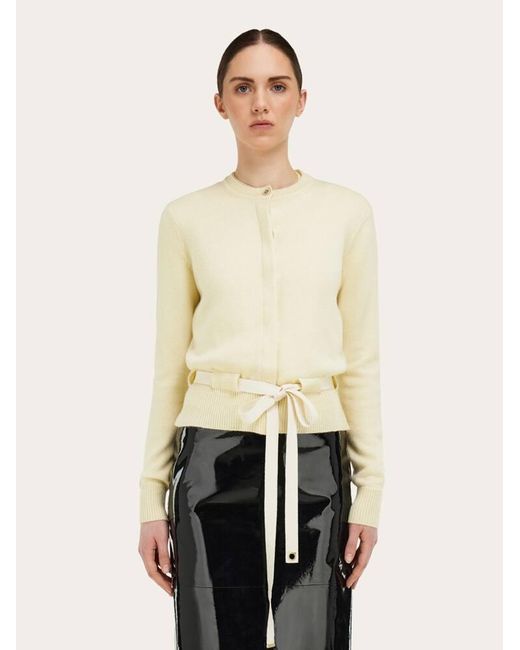 Ferragamo Natural Cardigan With Thread Through Belt