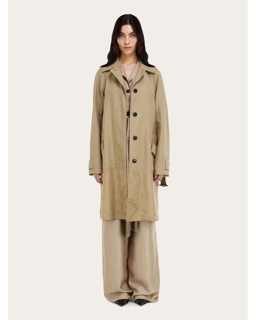 Ferragamo Natural Duster Coat With Satin Inserts