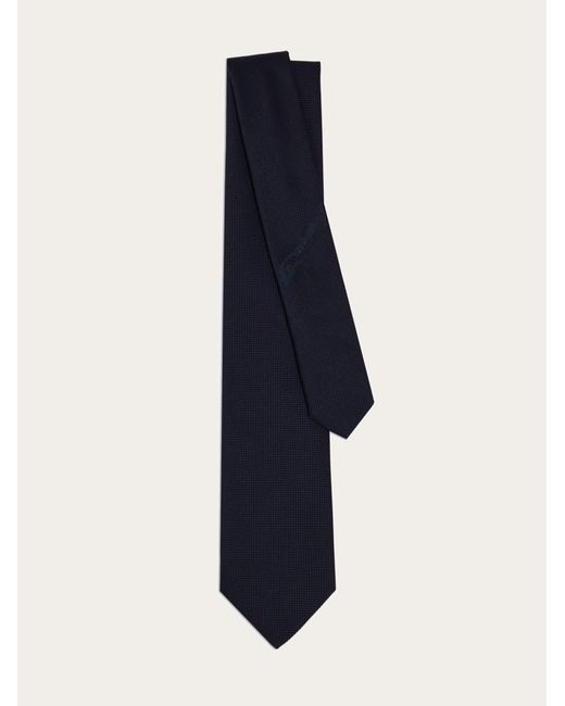 Ferragamo Blue Cotton And Silk Piquet Tie for men