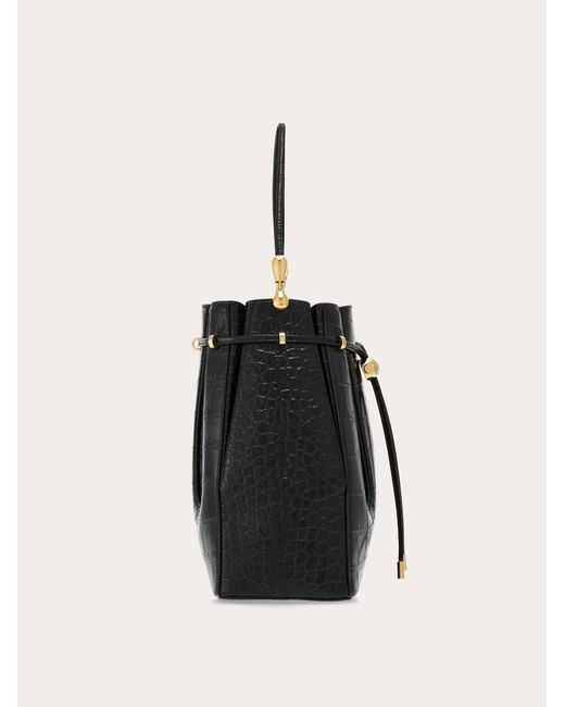 Ferragamo Black Bucket Bag With Inlays (m)