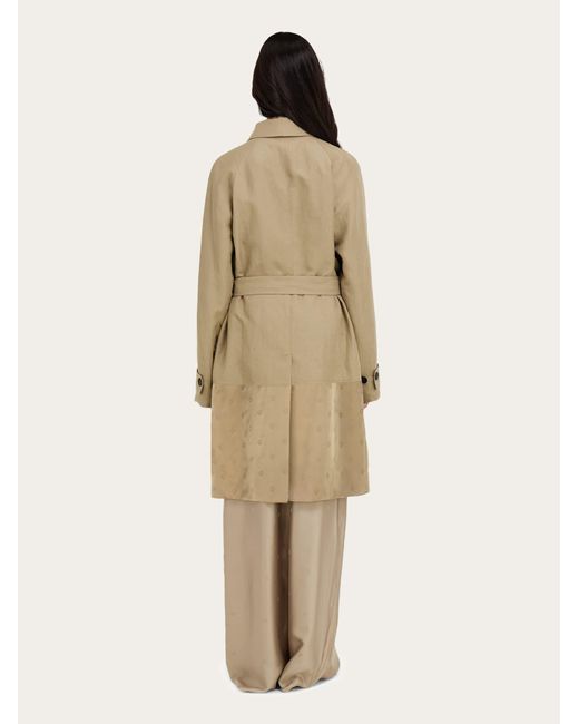 Ferragamo Natural Duster Coat With Satin Inserts