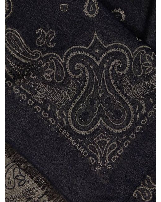 Ferragamo Blue Arabesque Print Stole for men