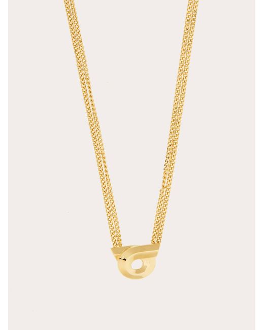 Ferragamo Natural Gancini Necklace With Pendant And Crystals
